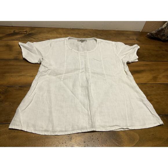 FLAX Womens Sz Small Short Sleeve White Linen Tunic Top -FLAW- - Picture 5 of 10